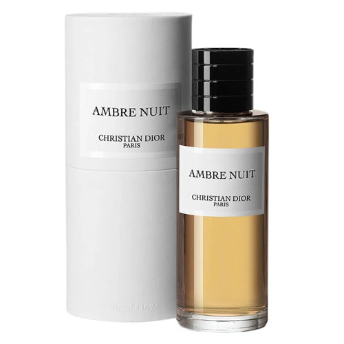 Christian Dior Ambre Nuit Eau de Parfum, 125ml women’s fragrance with warm amber, floral, and spicy notes in a sleek dark brown rectangular glass bottle with black cap.