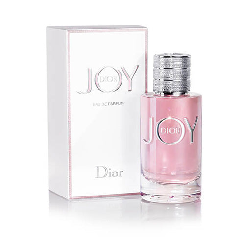 90ml Dior Joy Eau de Parfum, elegant feminine perfume with fresh citrus and floral undertones in a clear rounded bottle with silver accents.