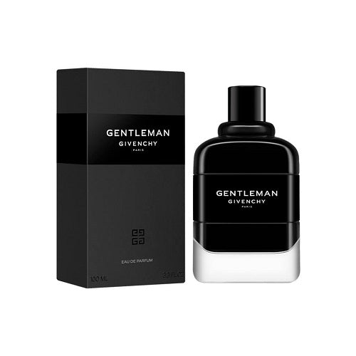 100ml Givenchy Gentleman EDP, refined men’s perfume blending floral, woody, and leather accords in a minimalist dark glass bottle.