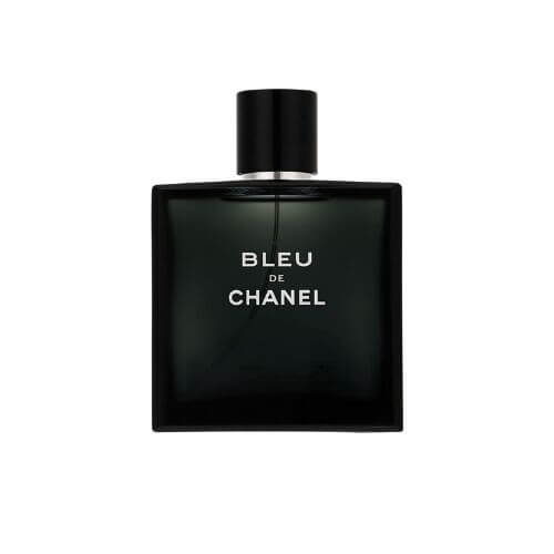Chanel Bleu de Chanel Eau de Toilette, 100ml classic men’s fragrance with fresh, spicy, and woody accords in a modern blue glass bottle.