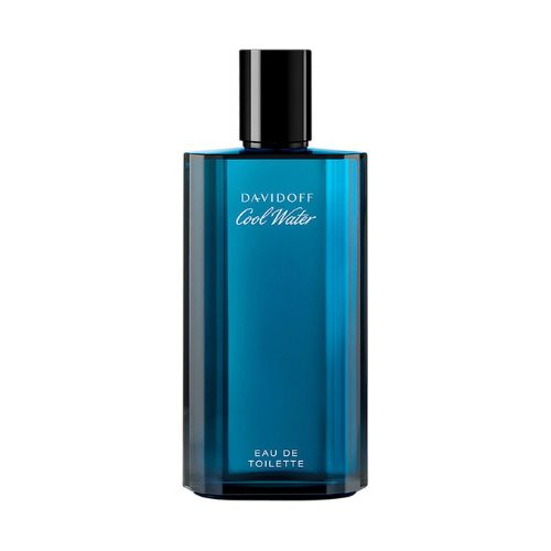 Cool Water Eau de Toilette by Davidoff, 125ml men’s fragrance with fresh sea, mint, and lavender notes in a minimalist transparent blue bottle.