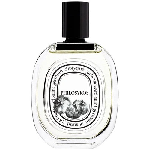 100ml Diptyque Philosykos Eau de Toilette, unisex woody-green perfume with fig and creamy coconut notes, in a transparent bottle.