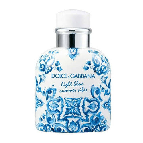 125ml Dolce & Gabbana Light Blue Pour Homme Summer Vibes EDT, vibrant summer-inspired fragrance with Sicilian citrus and aquatic freshness in a sleek clear glass bottle.