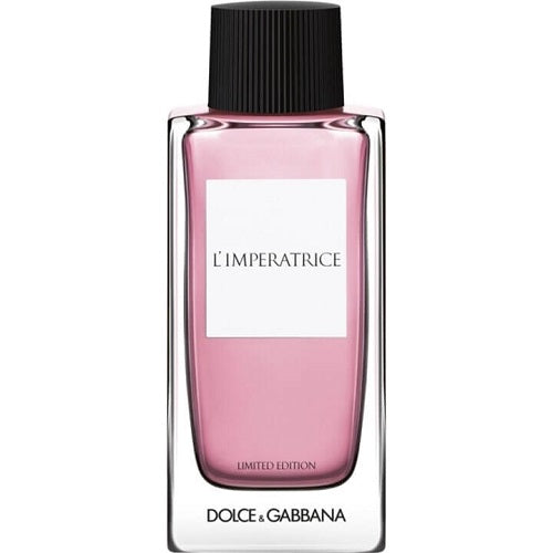 100ml Dolce & Gabbana L’Impératrice Limited Edition Eau de Toilette, cheerful and vibrant perfume with juicy fruit notes and delicate floral undertones in a clear glass bottle.
