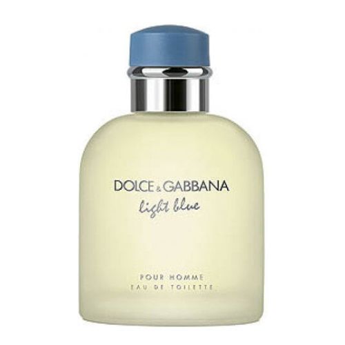 100ml Dolce & Gabbana Light Blue Pour Homme EDT, vibrant Mediterranean-inspired fragrance with bergamot, grapefruit, and cedarwood, in a sleek clear glass bottle.