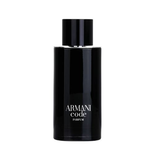 Giorgio Armani Armani Code, 125ml Eau de Parfum for men combining fresh bergamot, aromatic star anise, and warm leather notes in a minimalist dark glass bottle.