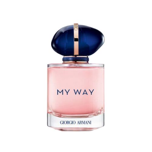 90ml Giorgio Armani My Way Eau de Parfum, sophisticated feminine fragrance with floral and woody accords in a modern cylindrical glass bottle.