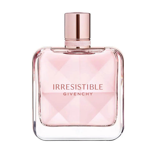 80ml Givenchy Irrésistible Eau de Toilette, refined feminine fragrance with floral, fruity, and musky accords in a modern clear glass bottle.