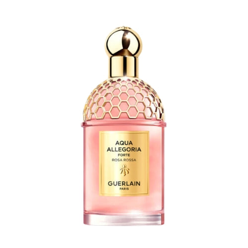 Guerlain Aqua Allegoria Forte Rosa Rossa EDP 75ml, radiant women’s fragrance blending rose and fresh citrus notes in a transparent bottle with red decorative lid.