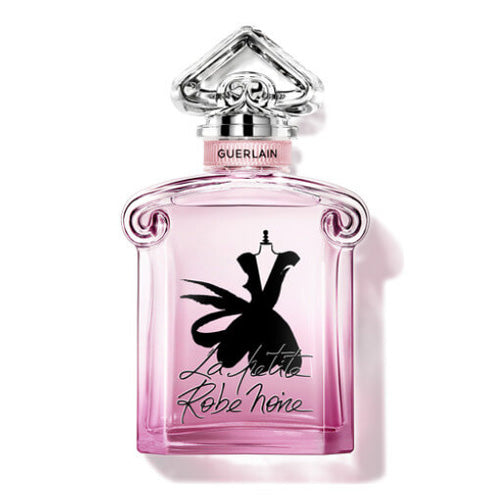 100ml Guerlain La Petite Robe Noire Rose Cherry Eau de Parfum, radiant and sophisticated women’s fragrance in a signature black heart-shaped flacon.
