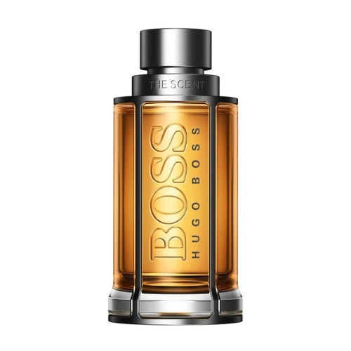 Hugo Boss The Scent for Him 100ml EDT, bold and contemporary masculine perfume with spicy and woody notes housed in a sleek brown glass bottle with metallic cap.