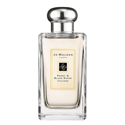 Jo Malone London Peony & Blush Suede Cologne 100ml, sophisticated unisex fragrance for men and women with floral and fruity notes housed in a sleek clear bottle with silver cap.
