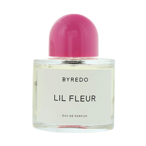 Angled shot of Byredo Lil Fleur Eau de Parfum showing bottle and cap