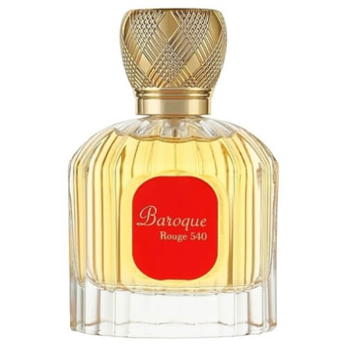 100ml Maison Alhambra Baroque Rouge 540 Eau de Parfum, a signature unisex perfume combining warm amber, soft florals, and delicate woody undertones.