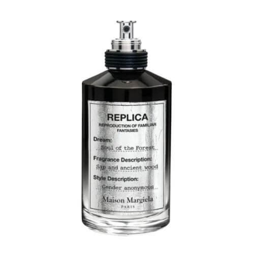 Replica Soul of the Forest 100 ml Eau de Parfum, sleek clear glass bottle, black label, designed for unisex wear.
