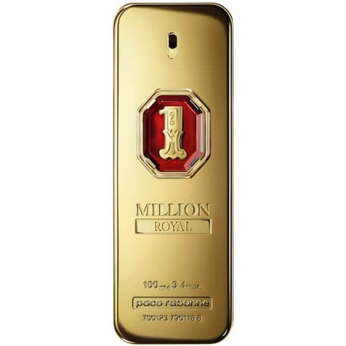 Paco Rabanne 1 Million Royal 100 ml Parfum, rectangular metallic dark gold bottle with engraved branding and luxury finish.