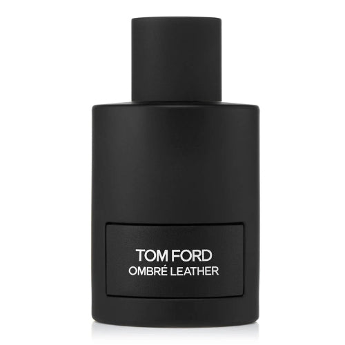 Tom Ford Ombré Leather Eau de Parfum 100 ml: cylindrical matte black bottle with white rectangular branding.