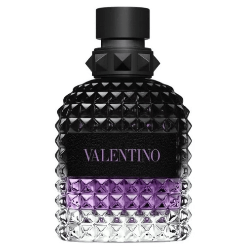 Valentino Uomo Born in Roma Purple Melancholia luxury perfume for men, elegant purple bottle packaging, high-end long-lasting fragrance for sale