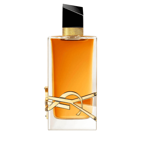 Yves Saint Laurent Libre Intense Eau de Parfum Intense 90ml, a refined designer fragrance in a tall amber-toned bottle with silver detailing and matching spray cap, embodying confidence, glamour, and modern feminine sophistication.