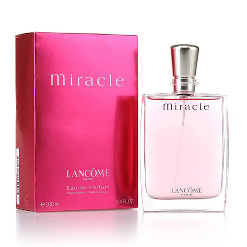Lancôme Miracle Eau de Parfum 100ml, a bright and uplifting women’s scent blending sparkling floral notes with soft, warm undertones.