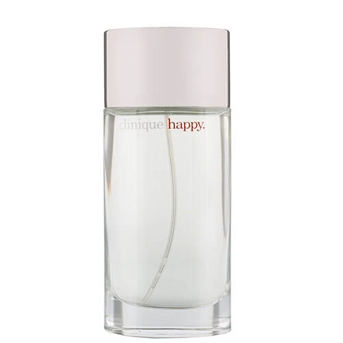 Clinique Happy for Women Eau de Parfum, 100ml classic women’s scent with citrus, freesia, and green undertones in a minimalist clear glass bottle.