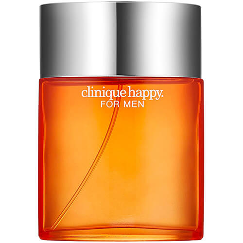Clinique Happy for Men Eau de Toilette, 100ml classic men’s scent with citrus, mandarin, and woody undertones in a minimalist clear glass bottle.