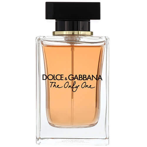 Dolce & Gabbana The Only One, 100ml Eau de Parfum for women combining floral violet, rich coffee, and sweet vanilla in a sleek transparent bottle.