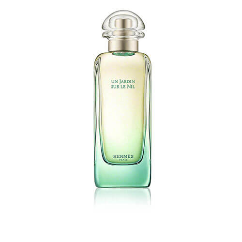 Hermès Un Jardin Sur Le Nil Eau de Toilette 100ml, luxurious unisex fragrance evoking a river garden, presented in a minimalist clear glass bottle