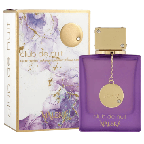 Buy Armaf Club de Nuit Maleka Eau de Parfum online, an authentic women's fragrance with sweet fruity accords, delicate florals, creamy vanilla, and long-lasting wear.
