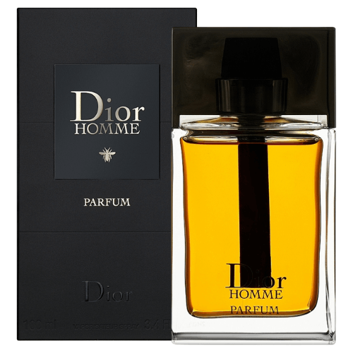Dior Homme Parfum for men showcasing an intense woody leather scent in an elegant designer perfume bottle