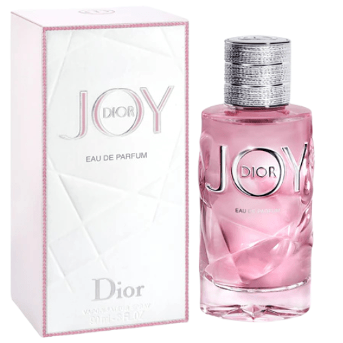 Christian Dior Joy Eau de Parfum Intense women's fragrance in an elegant bottle, long-lasting floral woody scent with rose, jasmine, and creamy sandalwood, available for sale online.