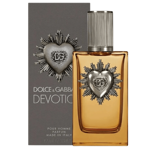 Dolce & Gabbana Devotion Pour Homme cologne for men with woody-spicy fragrance notes in a premium designer perfume bottle.