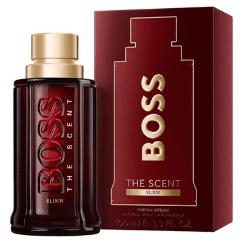 The Scent Elixir by Hugo Boss luxury masculine fragrance deep warm aromatic scent bottle