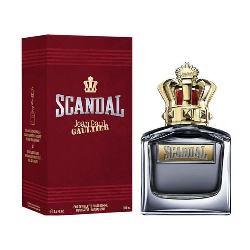 Scandal Pour Homme by Jean Paul Gaultier Eau de Toilette 100ml, modern men’s fragrance in a sleek deep blue bottle with regal crown cap.