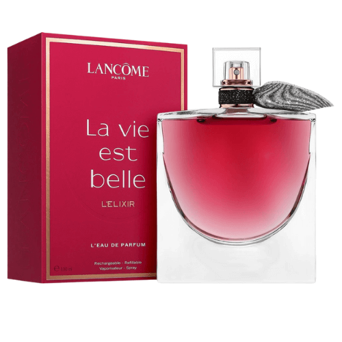 Lancôme La Vie est Belle L’Elixir Eau de Parfum bottle, French luxury women’s fragrance with intense vanilla and floral accords