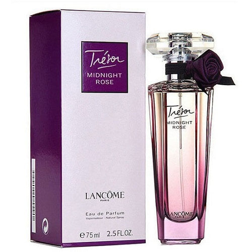 Lancôme Trésor Midnight Rose Eau de Parfum 75ml, a bold and feminine fragrance with dark floral and fruity notes in a sleek, elegant bottle.