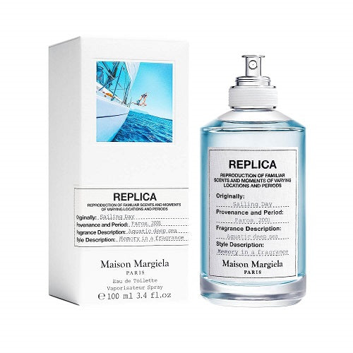 Maison Margiela Replica Sailing Day Eau de Toilette 100ml, a modern scent combining fresh marine notes, bright citrus, and airy, clean accords.