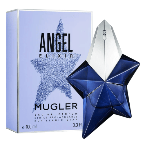 Mugler Angel Elixir Eau de Parfum women’s perfume featuring a sophisticated floral and woody scent profile