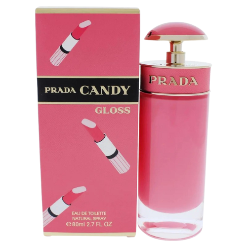 Prada Candy Gloss perfume bottle featuring sweet cherry and musk