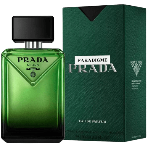 Prada Paradigme designer perfume close-up, authentic luxury fragrance bottle, high-end Prada scent for everyday wear and special occasions