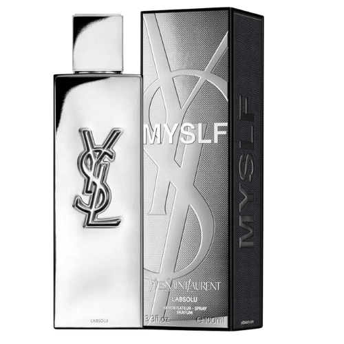 Close-up of YSL MySLLf L’Absolu perfume showcasing luxurious packaging, intense feminine scent with warm musky and floral notes.