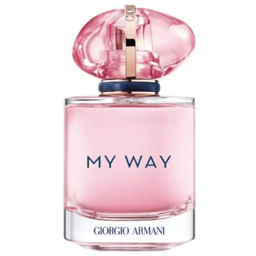 Giorgio Armani My Way Nectar women’s perfume bottle emphasizing its modern pink design, long-lasting fruity-floral notes, and premium Armani fragrance appeal.
