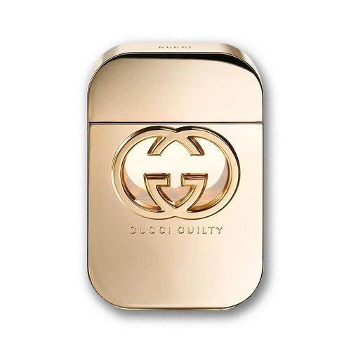 Gucci Guilty Women 75ml EDT, light and alluring women’s perfume with floral and patchouli notes, housed in a sleek pink bottle with gold cap.