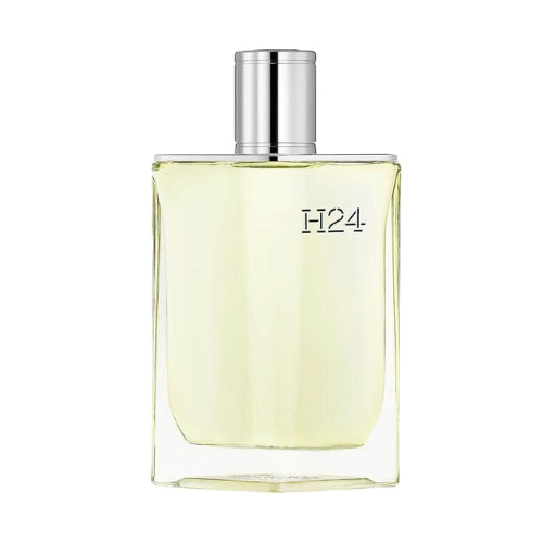 Hermès H24 Eau de Toilette 100ml, vibrant and modern masculine scent in a transparent glass bottle with subtle metallic accents.