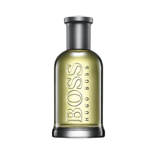 Hugo Boss Boss Bottled Eau de Toilette 100ml, elegant masculine scent with apple, cinnamon, and cedar notes in a sleek transparent bottle with metallic cap.