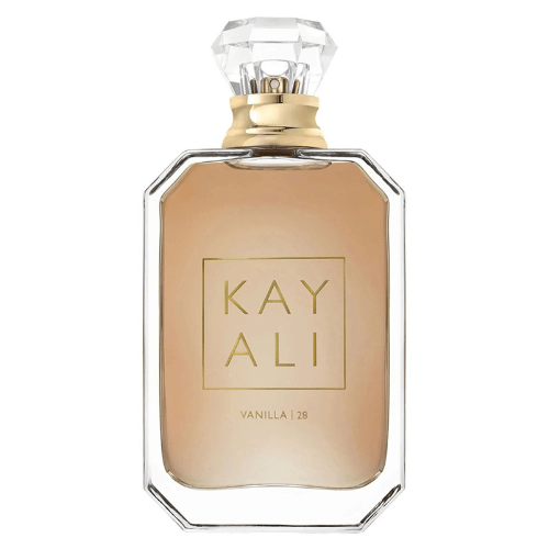 Kayali Vanilla 28 Eau de Parfum fragrance bottle featuring refined branding, a sensual vanilla amber aroma perfect for layering, everyday wear, and gifting.