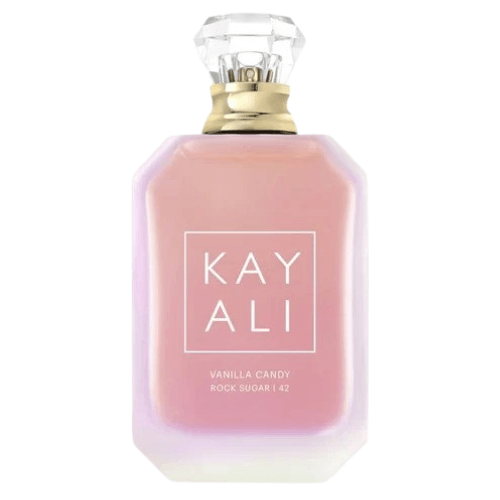 Kayali Vanilla Candy Rock Sugar 42 Eau de Parfum fragrance bottle featuring refined branding, a sugary vanilla gourmand aroma perfect for layering, everyday wear, and gifting.